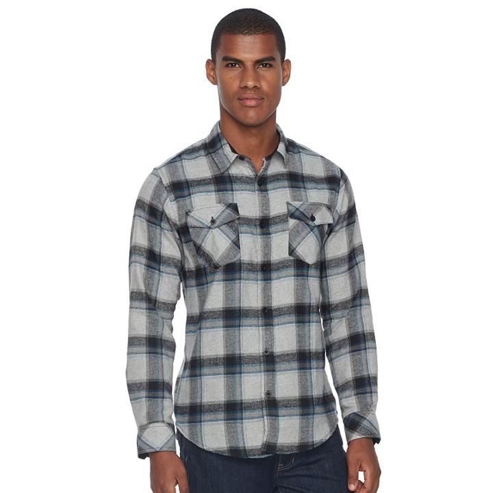 Men's Burnside Flannel Button-down Shirt, Size: Medium, Blue