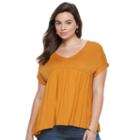 Juniors' Plus Size Mudd&reg; Empire Swing Tee, Girl's, Size: 2xl, Med Brown