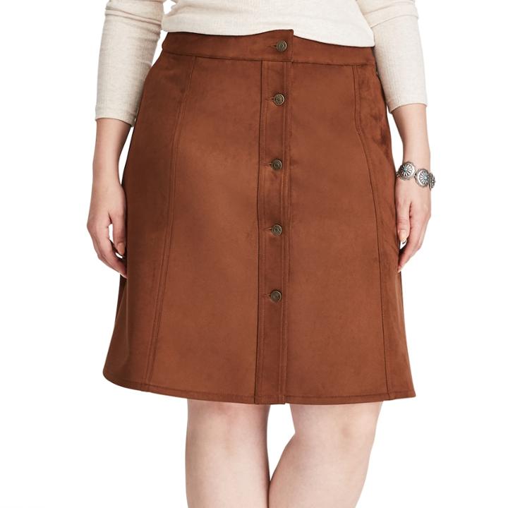 Plus Size Chaps Faux-suede A-line Skirt, Women's, Size: 16 W, Brown