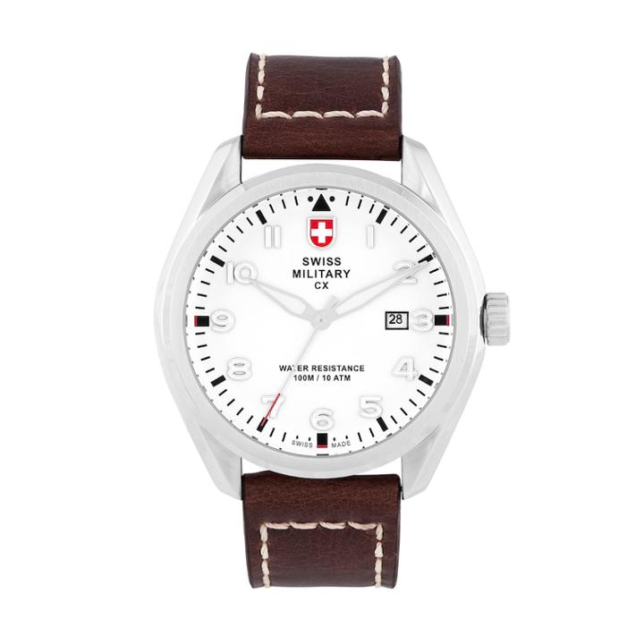 Swiss Military By Charmex(cx) Men's Pilot Leather Watch - 78333-11-c, Size: Large, Brown