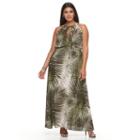 Plus Size Chaya Leaf Keyhole Maxi Dress, Women's, Size: 22 W, Dark Green