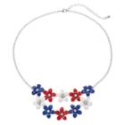 Red, White & Blue Flower Statement Necklace, Women's, Multicolor