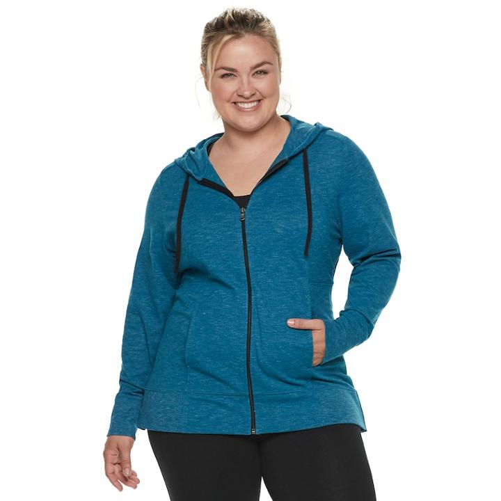 Plus Size Tek Gear&reg; Dry Tek Zip-front Hoodie, Women's, Size: 1xl, Dark Blue