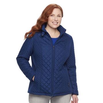 Plus Size Weathercast Quilted Midweight Moto Jacket, Women's, Size: 3xl, Brt Blue