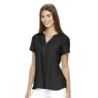 Women's Apt. 9&reg; Zipper-neck Crepe Top, Size: Large, Black