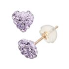 Junior Jewels Crystal 10k Gold Heart Stud Earrings - Kids, Women's, Purple