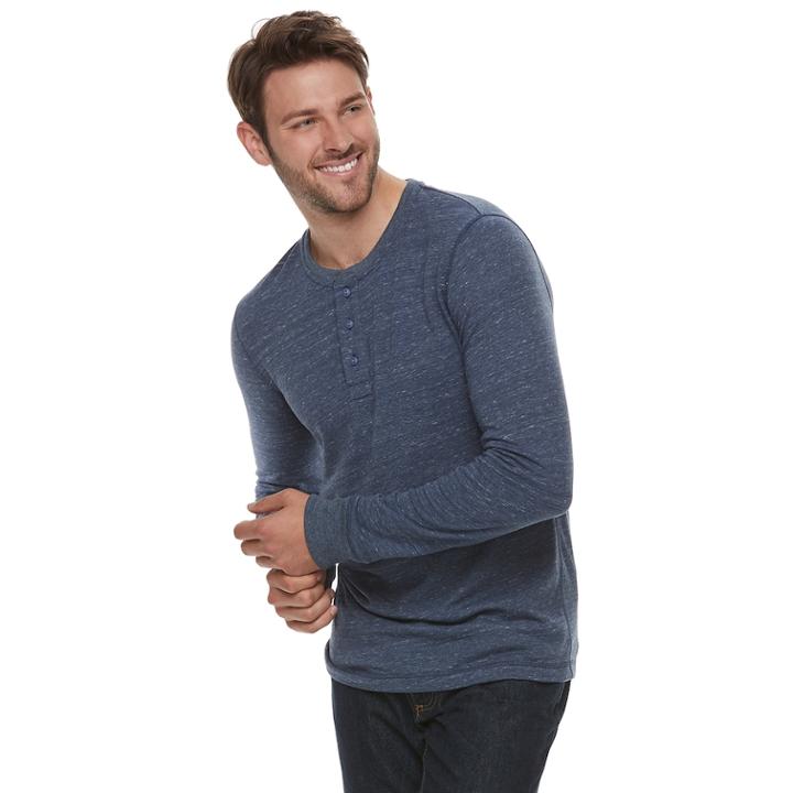 Men's Sonoma Goods For Life&trade; Double-knit Henley Tee, Size: Xl, Dark Blue