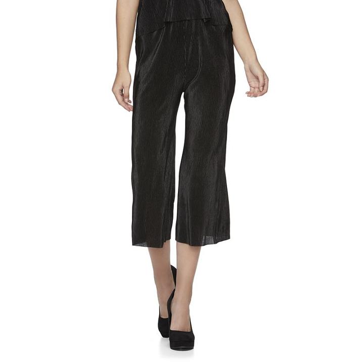 Juniors' Jolie Vie Cropped Wide Leg Pants, Girl's, Size: Large, Black