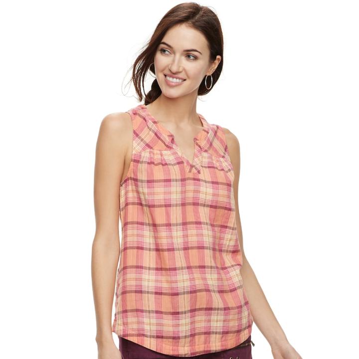 Women's Sonoma Goods For Life&trade; Printed Splitneck Tank, Size: Medium, Light Pink
