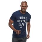 Men's Adidas Three Stripe Life Tee, Size: Large, Blue (navy)