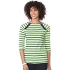 Women's Chaps Lace-up Boatneck Tee, Size: Small, Green