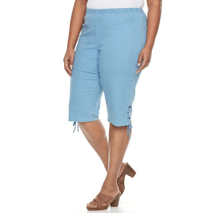 Croft & Barrow, Plus Size &reg; Lace-up Skimmer Capris, Women's, Size: 3 - Regular, Blue Other