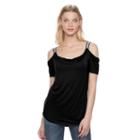 Women's Rock & Republic&reg; Chain Accent Cold-shoulder Top, Size: Medium, Black