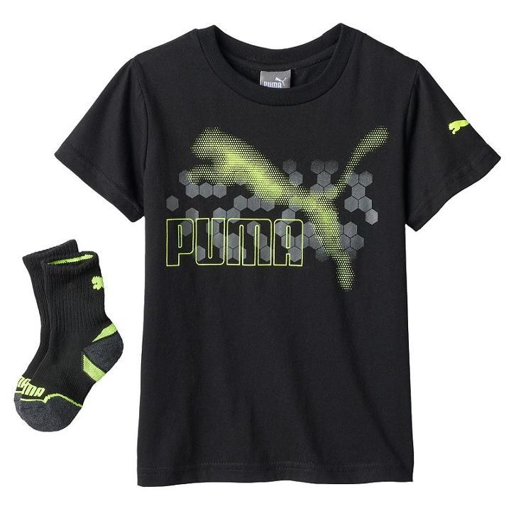Boys 4-7 Puma Graphic Tee & Sock Set, Boy's, Size: 5, Black