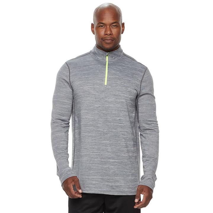 Big & Tall Tek Gear&reg; Athletic-fit Space-dyed Dry Tek Quarter-zip Performance Hoodie, Men's, Size: Xl Tall, Med Grey