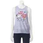 Juniors' Peanuts Snoopy Good Day Muscle Graphic Tank, Girl's, Size: Xl, Grey