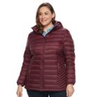 Plus Size Zeroxposur Packable Down-fill Puffer Jacket, Women's, Size: 3xl, Merlot