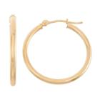 14k Gold Tube Hoop Earrings - 25 Mm, Women's, Yellow