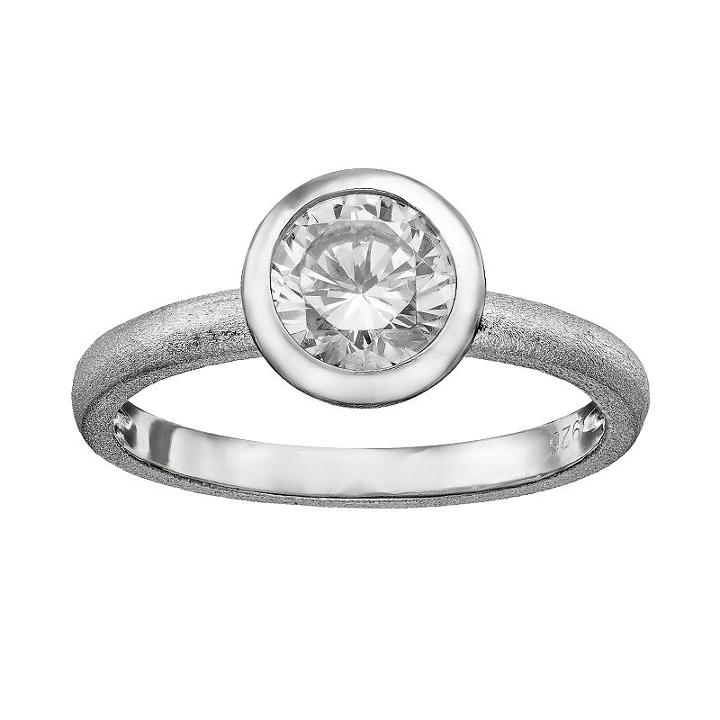 Sophie Miller Cubic Zirconia Sterling Silver Satin Ring, Women's, Size: 7, White