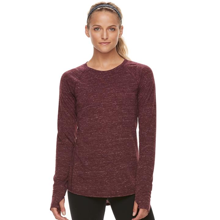 Women's Tek Gear&reg; Raglan Long Sleeve Tee, Size: Large, Drk Purple