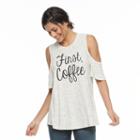 Women's Apt. 9&reg; Cold-shoulder Graphic Tee, Size: Xs, Grey