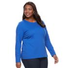 Plus Size Croft & Barrow&reg; Crewneck Long-sleeve Tee, Women's, Size: 4xl, Blue (navy)