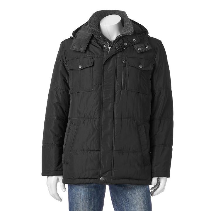 Men's Towne Tubular Quilted Parka, Size: Xl, Black