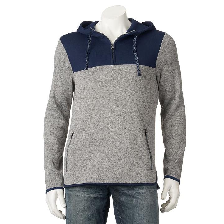 Men's Urban Pipeline&reg; Quarter-zip Fleece Hoodie, Size: Medium, Blue
