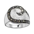 Silver Plated Marcasite Swirl Ring, Women's, Size: 6, Multicolor