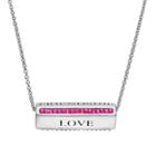 Crystal Silver-plated Love, Cherish, Friendship Spinner Bar Pendant Necklace, Women's, Size: 18