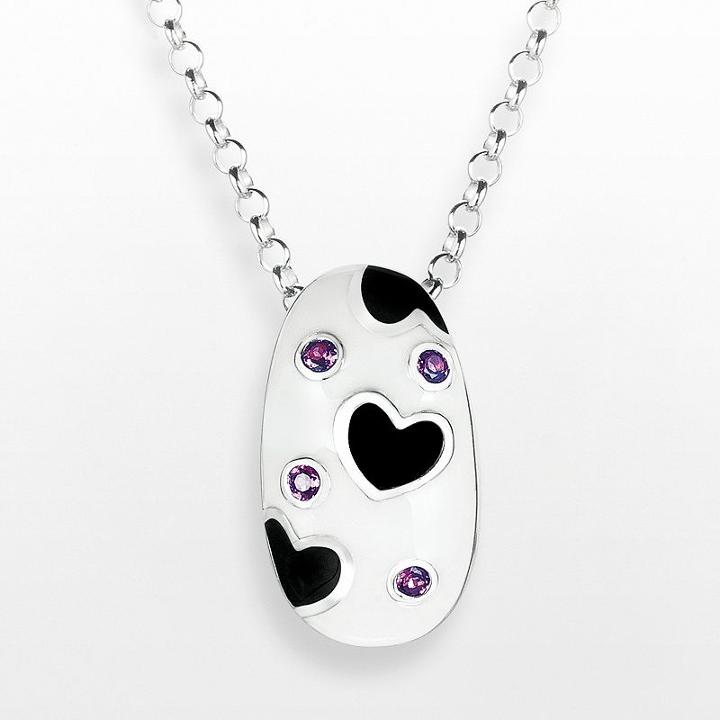 Sterling Silver Rhodolite Garnet Heart And Oval Pendant, Women's, Size: 18, Multicolor