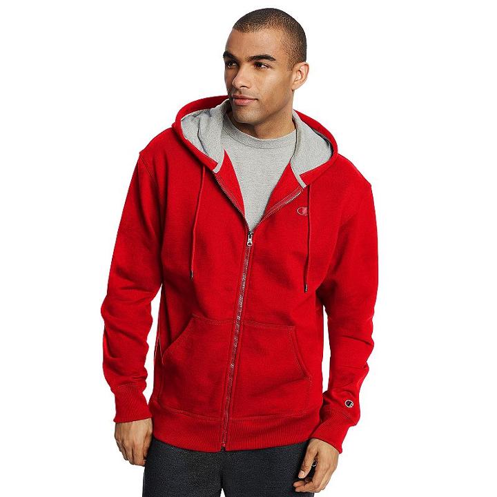 Men's Champion Fleece Powerblend Zip-up Hoodie, Size: Medium, Dark Red
