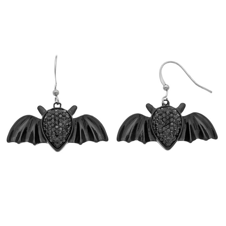 Bat Drop Earrings, Women's, Black