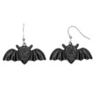 Bat Drop Earrings, Women's, Black