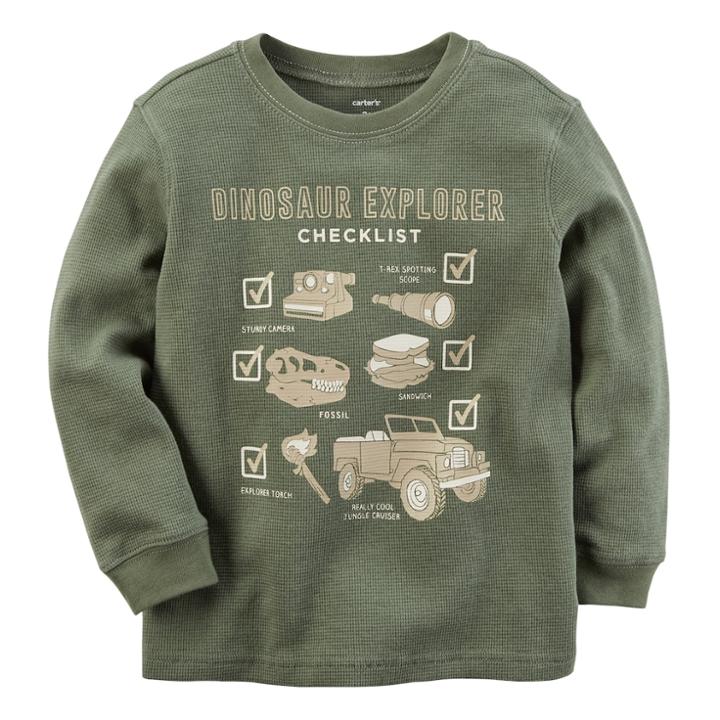 Boys 4-8 Carter's Thermal Dinosaur Checklist Tee, Size: 8, Green Oth