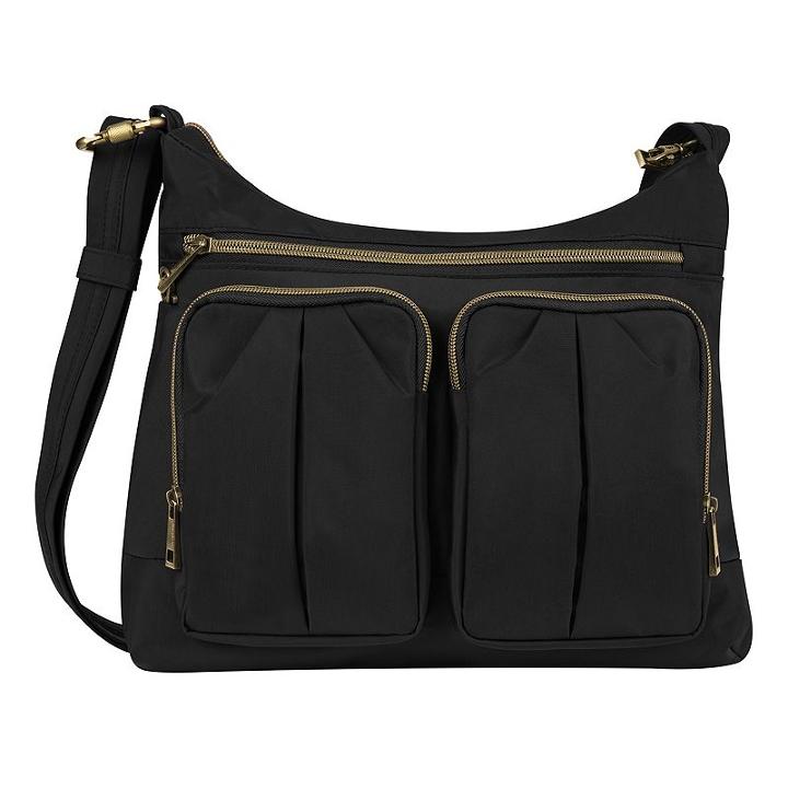 Travelon Anti-theft Signature Twin Pocket Hobo, Adult Unisex, Black