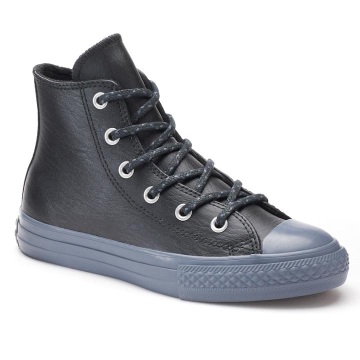 Kids' Converse Chuck Taylor All Star High Top Thermal Leather Sneakers, Kids Unisex, Size: 12, Black