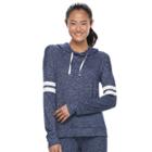 Juniors' So&reg; Striped Sleeve Hoodie, Teens, Size: Medium, Blue (navy)