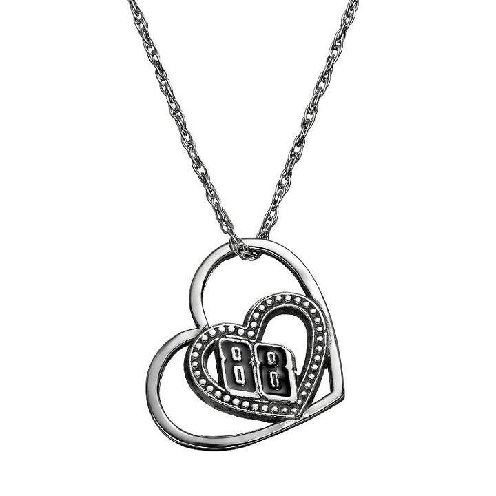 Insignia Collection Nascar Dale Earnhardt Jr. 88 Stainless Steel Heart Pendant Necklace, Women's, Size: 18, Grey