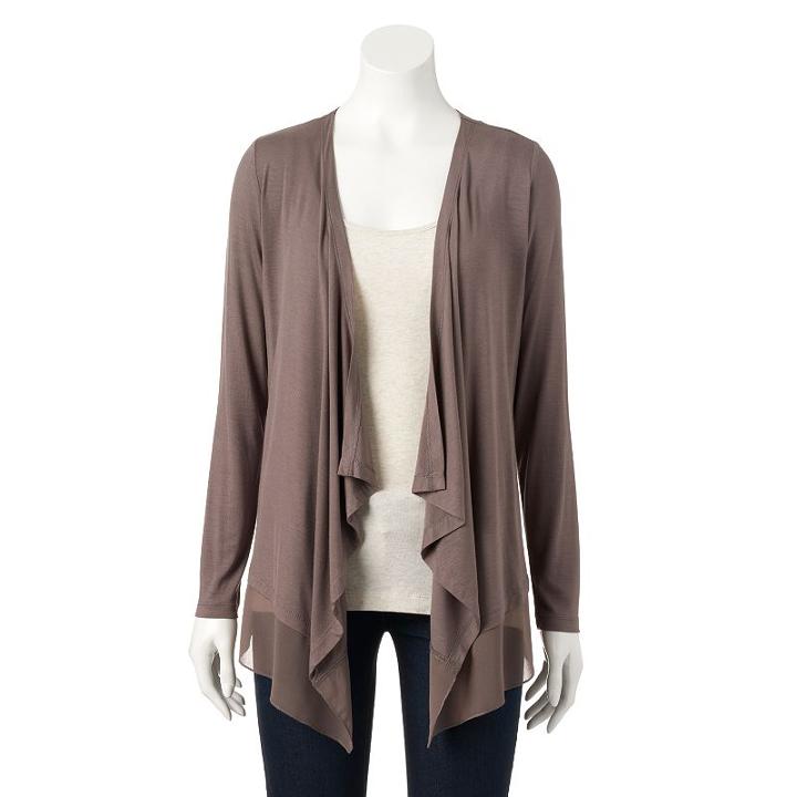 Women's Dana Buchman Open-front Cardigan, Size: Xxl, Med Brown