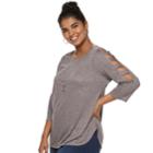Juniors' Plus Size Iz Byer Cutout Ladder Sleeve Crewneck Top, Teens, Size: 1xl, Med Pink