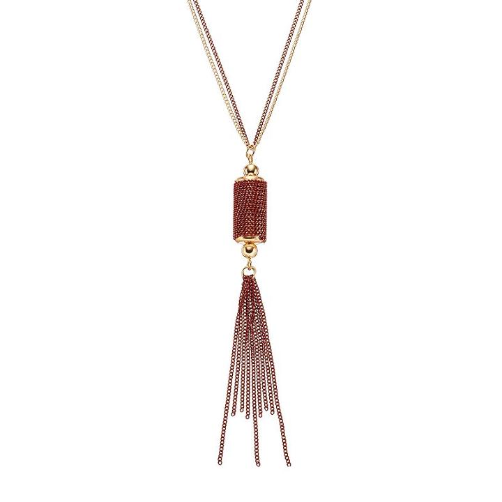Gs By Gemma Simone Sedona Sunset Collection Tassel Long Pendant Necklace, Women's, Size: 28, Red