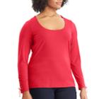 Plus Size Chaps Lace-up Sleeve Scoopneck Tee, Women's, Size: 2xl, Red