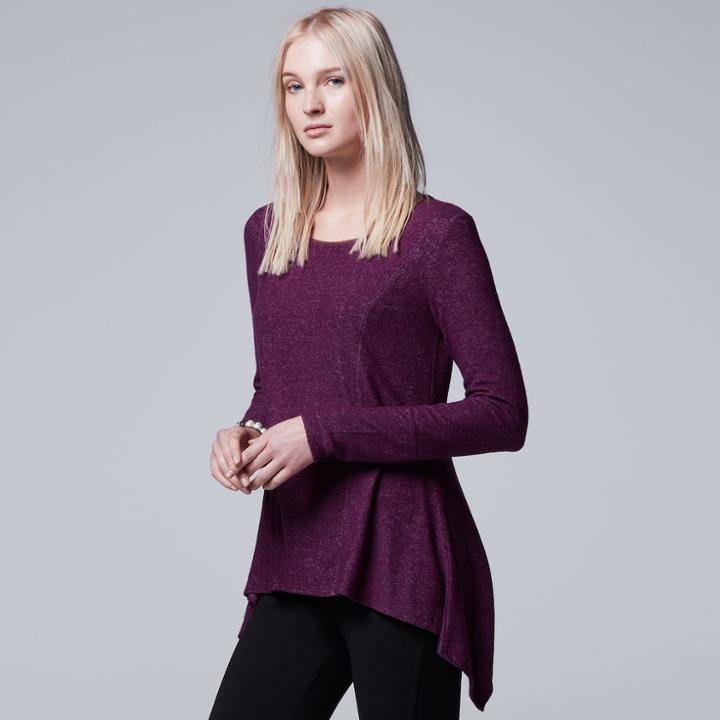 Petite Simply Vera Vera Wang High-low Top, Women's, Size: M Petite, Drk Purple