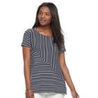 Women's Croft & Barrow&reg; Asymmetrical Handkerchief Tee, Size: Large, Dark Blue