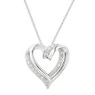 Two Hearts Forever One Sterling Silver 1/4 Carat T.w. Diamond Heart Pendant, Women's, Size: 18, White
