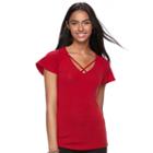 Juniors' Candie's&reg; Strappy Flutter Sleeve Tee, Teens, Size: Xs, Med Red