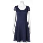 Women's Suite 7 Shadow Stripe Fit & Flare Dress, Size: 12, Blue (navy)