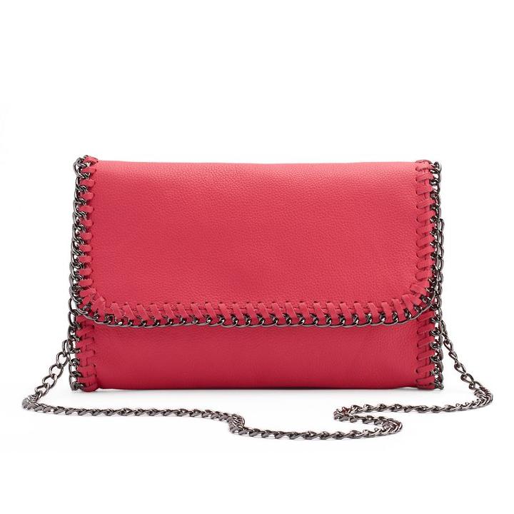 R & R Leather Whip-stitch Leather Crossbody Bag, Women's, Pink