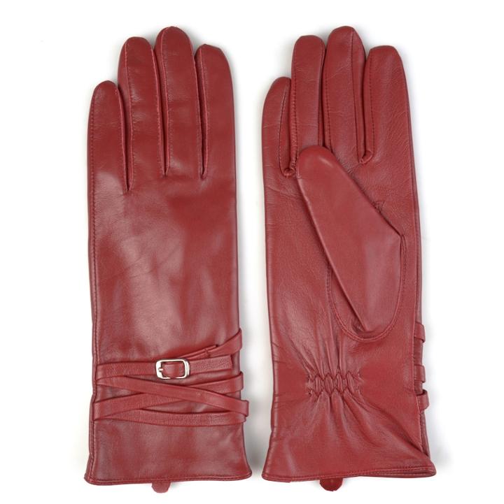 Women's Journee Collection Microfiber-lined Leather Gloves, Size: Small, Red